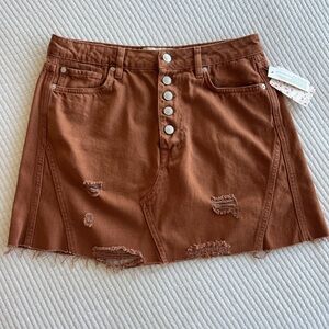 We The Free Terracotta Button-Up Skirt